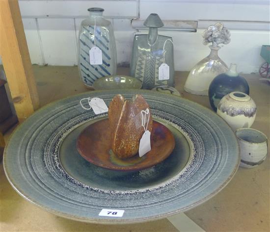 Collection of Studio Pottery, inc bowls, vases, dishes etc, some with impressed marks (11)